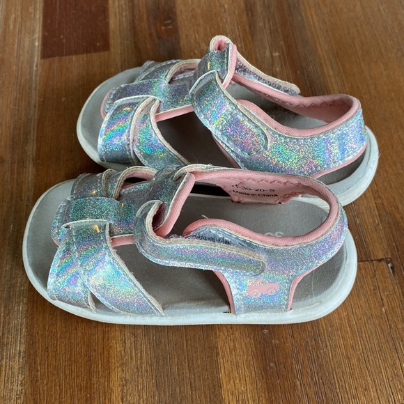 See Kai Run Sparkle Gladiator Sandals size 5c Silver/Blush - Picture 2 of 4